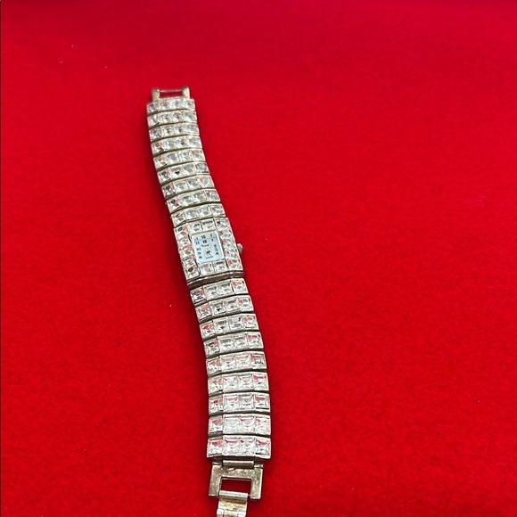 Vintage 90s Crystal Watch Bracelet Bling